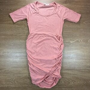 Athleta Women's S Ruched Dress Pink Short Sleeve Stretch Casual Athleisure